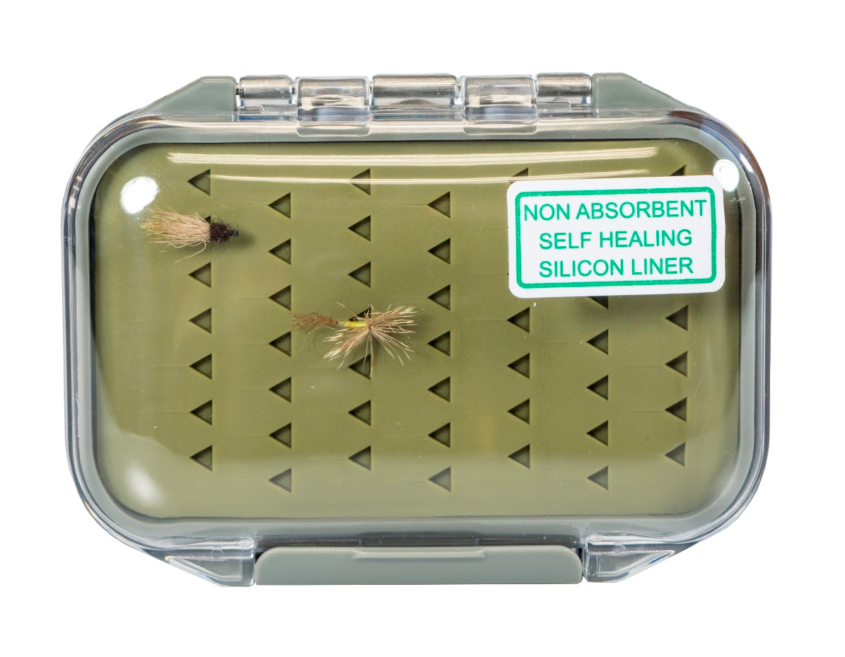 Midge Water-Resistant Silicone Fly Box with FREE Black Stainless Steel Zinger Included #1348