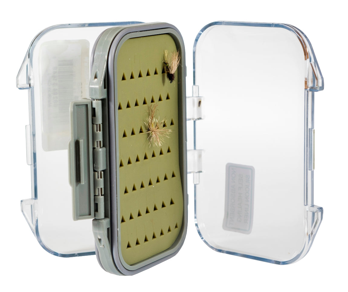 Midge Water-Resistant Silicone Fly Box with FREE Black Stainless Steel Zinger Included #1348