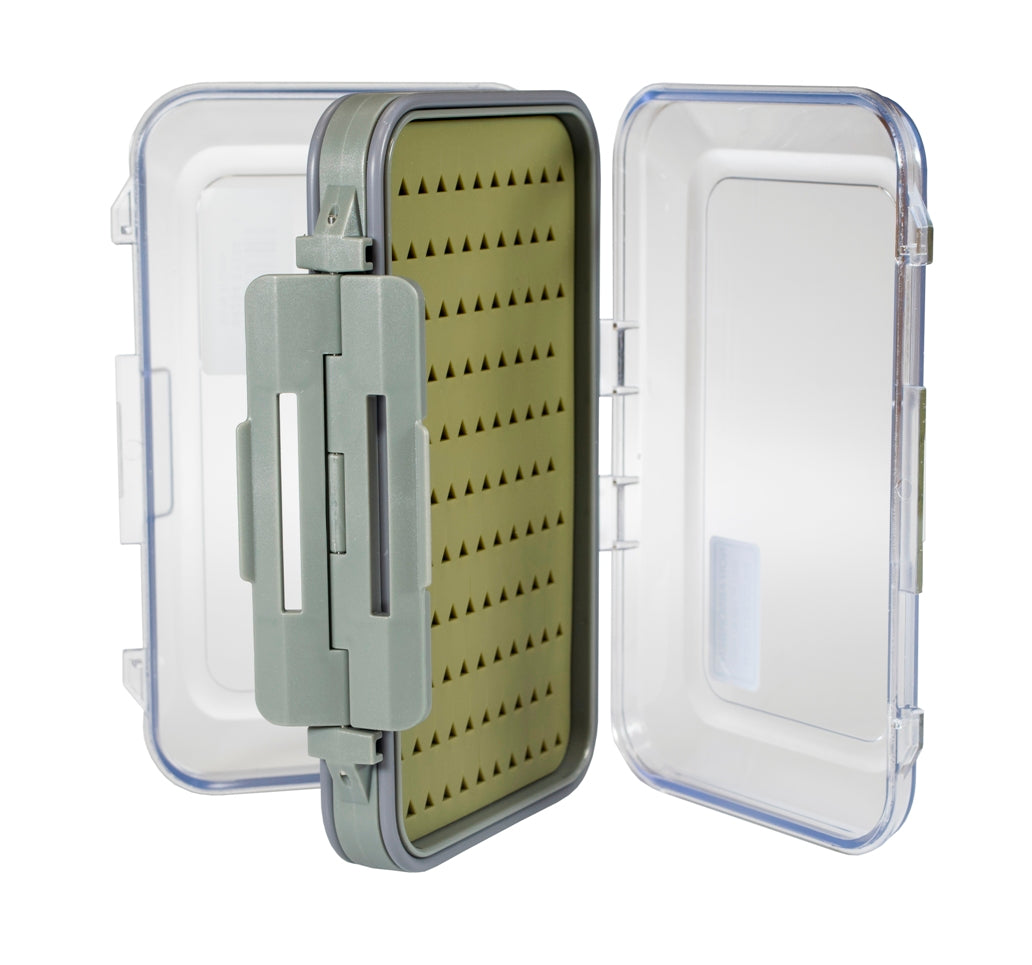 Large Water-Resistant Silicone Fly Box with FREE Black Stainless Steel Zinger Included #1354