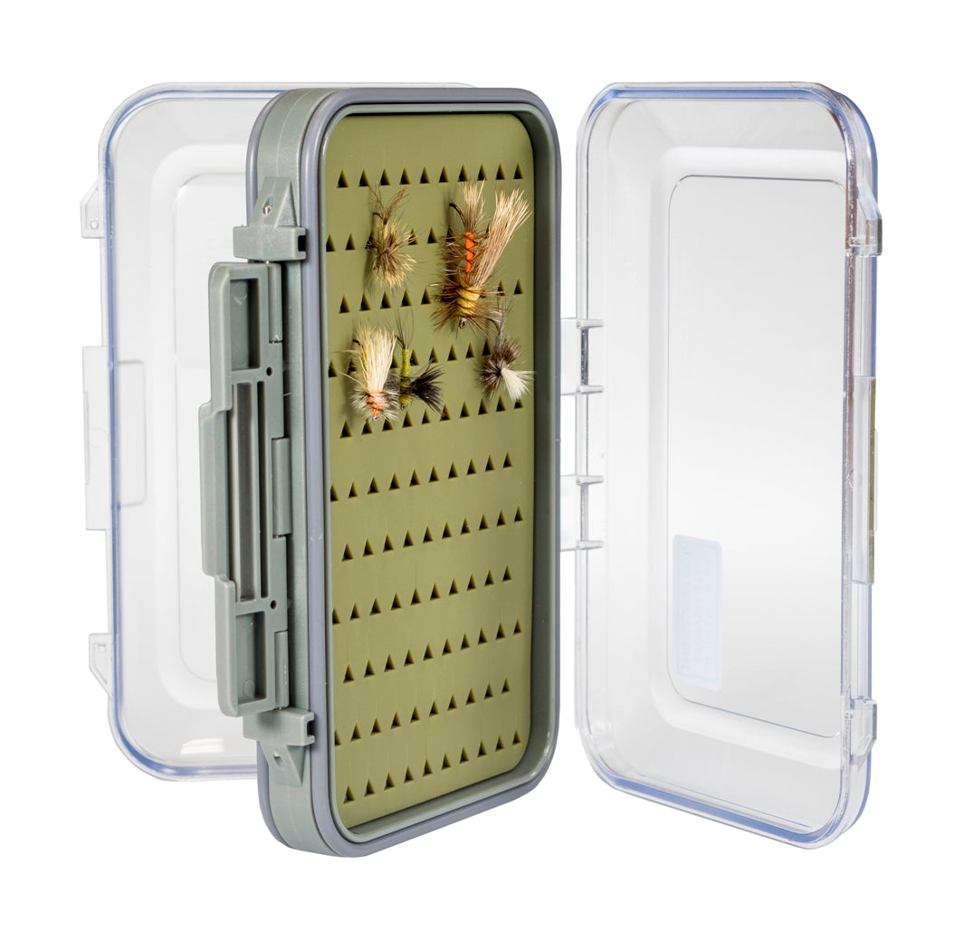 Large Water-Resistant Silicone Fly Box with FREE Black Stainless Steel Zinger Included #1354
