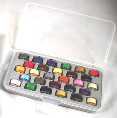 Bobbin Box Organizer w/ 28 Bobbins Prewound w/ Assorted Color Thread by Tidy Crafts Item 1464