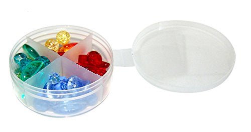 New Phase 12 Count - Clear 4-Way Divided Round Plastic Containers w/ Attached Lids - Shuttle Cups #1626
