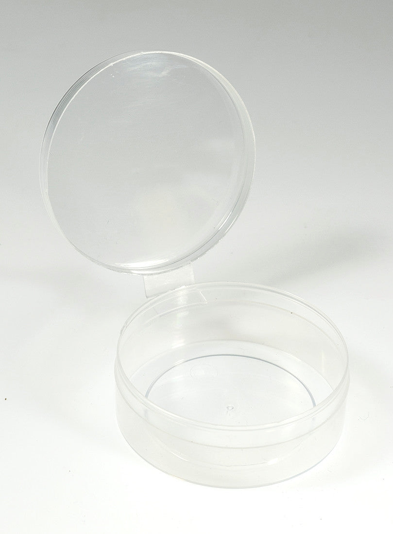 New Phase 12 Count - Clear Round Plastic Containers w/ Attached Lids - Shuttle Cups #1629