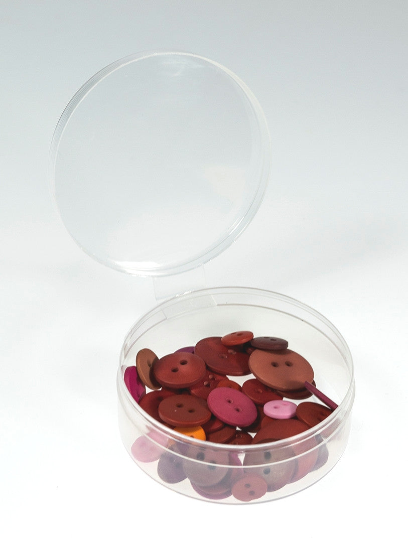 New Phase Bulk 100 Count - Clear Round Plastic Containers w/ Tethered Lids #1633