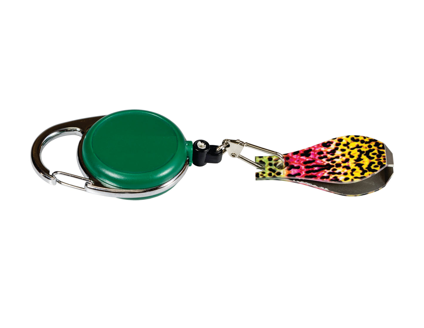 Fly Fishing Retractable Measuring Tape Zinger w/ Rainbow Trout Line Nipper #1908A