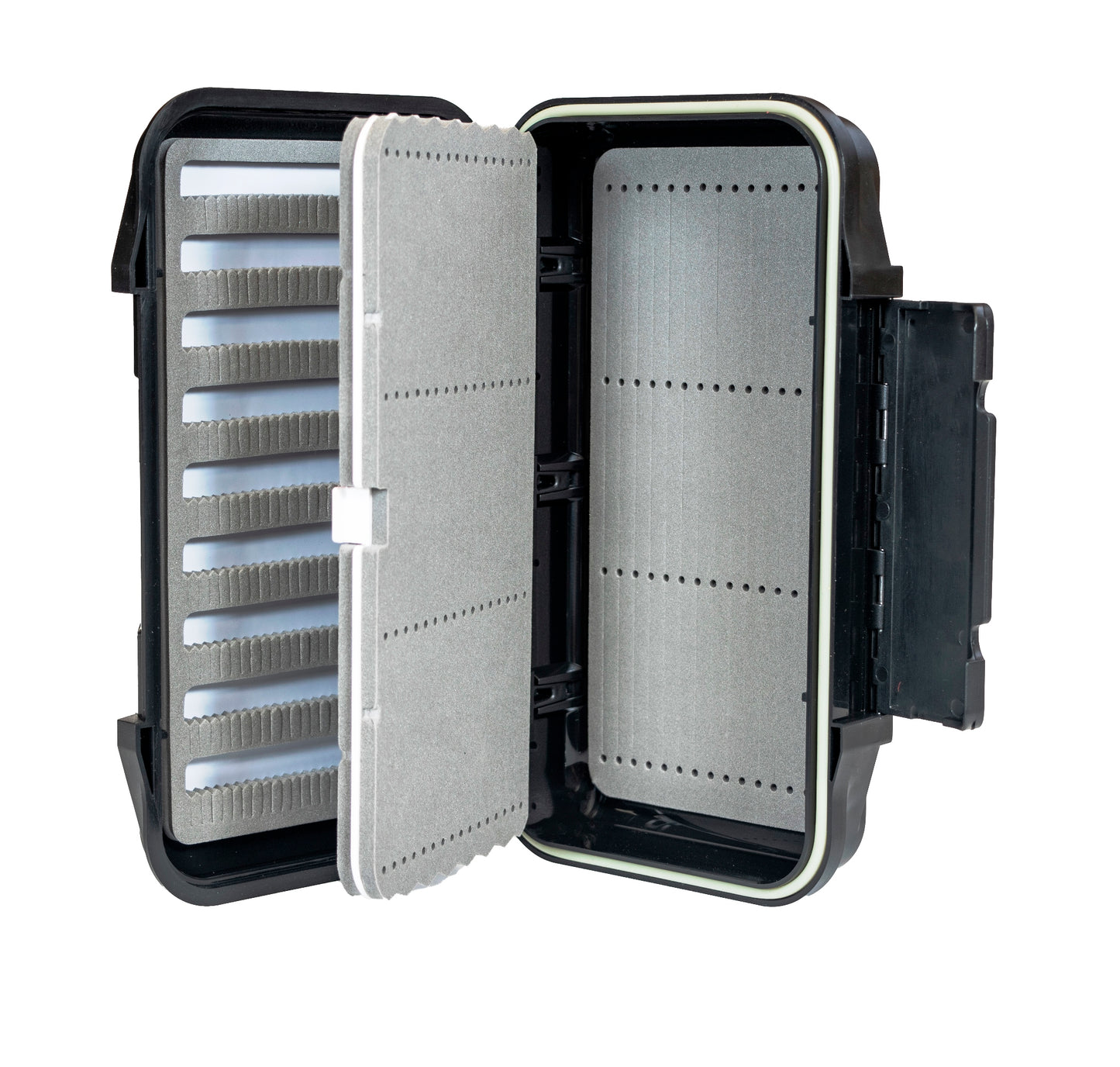 Dropper Rig Fly Box For Fly Fishing - Holds 7 Dropper Rigs on Center Leaf- Shallow Lid Holds Dry Flies-Deeper Bottom has Streamer Foam for Larger Fishing Flies