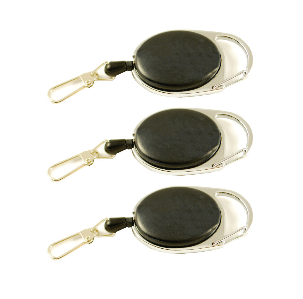Set of 3 - Black Stainless Steel Cable Retractor Zingers