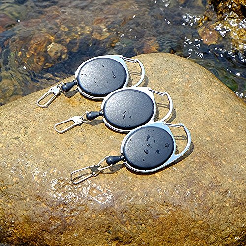 Set of 3 - Black Stainless Steel Cable Retractor Zingers