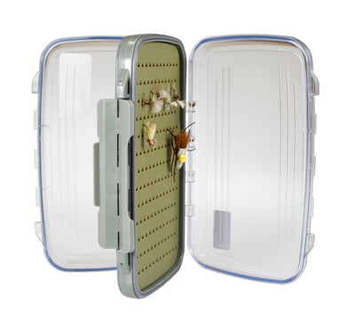 XL Water-Resistant Silicone Fly Box with FREE Black Stainless Steel Zinger Included #1356
