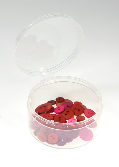 New Phase 75 Bulk Count -3" Large Round Plastic Containers w/ Attached Lid - #3387