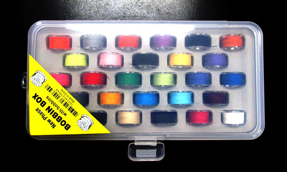 Bobbin Box Organizer w/ 28 Bobbins Prewound w/ Assorted Color Thread by Tidy Crafts Item 1464