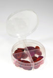 New Phase 12 Count - Clear 4-Way Divided Round Plastic Containers w/ Attached Lids - Shuttle Cups #1626