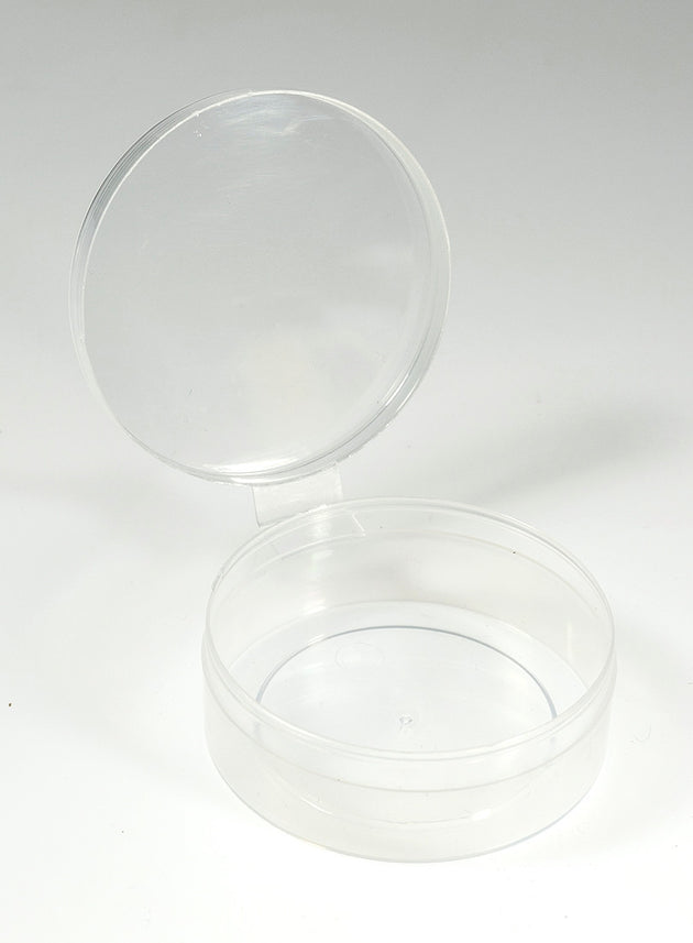 New Phase 12 Count - Clear Round Plastic Containers w/ Attached Lids - Shuttle Cups #1629