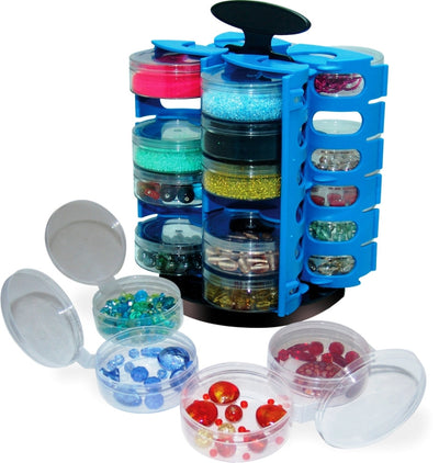 Set of 2-Carousel 24 Cup Bead, Hardware, Fishing, Craft Storage Organizers - w/ 1 Free Funnel Tray …