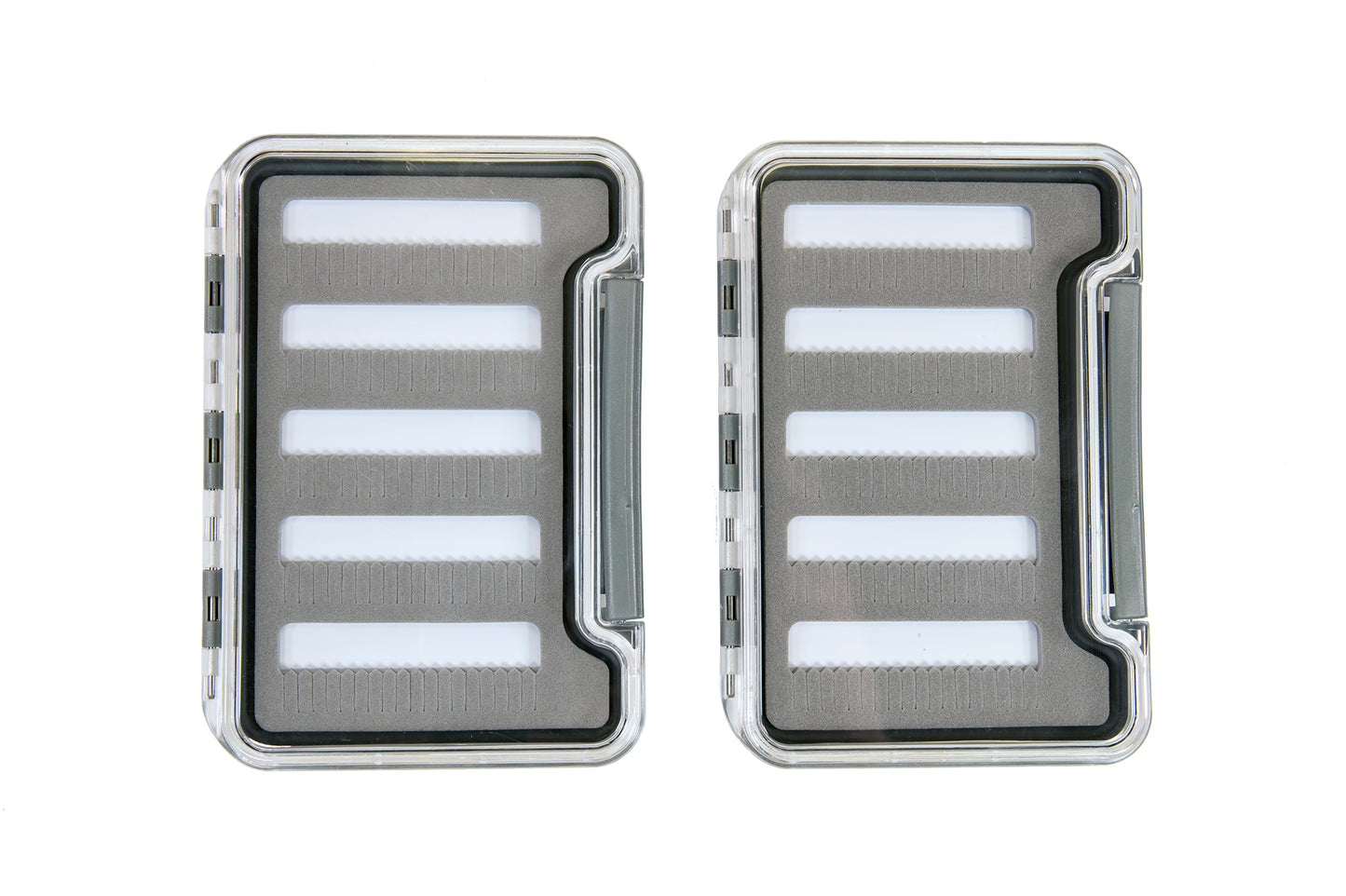 Pair of Fly Boxes for Fly Fishing - Clear Pocket Boxes with Slit Foam Liners #1327