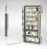 Slim Fly Box, Thin, Clear Water-Resistant w/ Foam And Compartments #1320