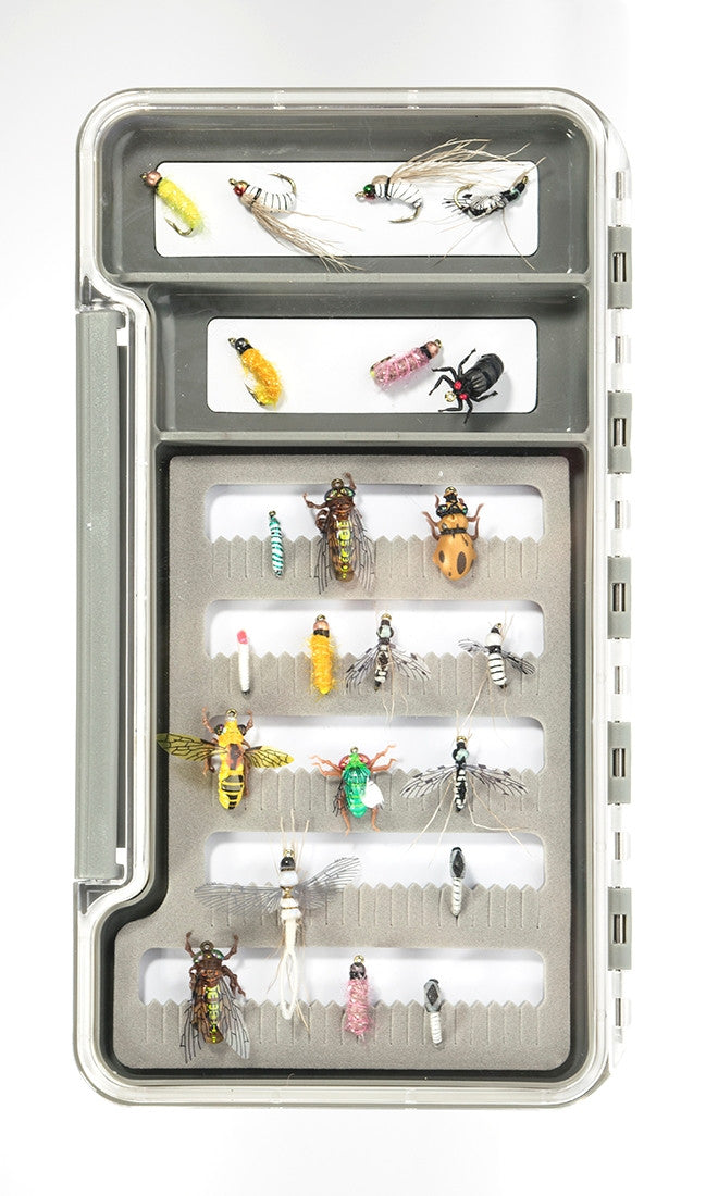 Slim Fly Box, Thin, Clear Water-Resistant w/ Foam And Compartments #1320